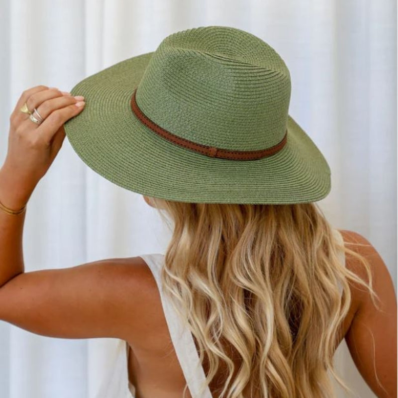 Ladies Straw Brim Hat with Brown Band Hatworx NZ