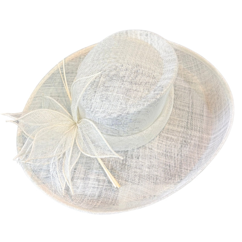 Wide White Millinery Hat w Flower Shop Online at Hatworx NZ