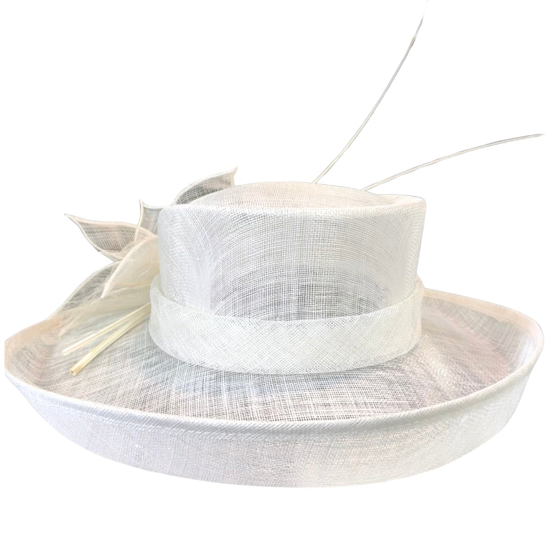 Wide White Millinery Hat w Flower Shop Online at Hatworx NZ
