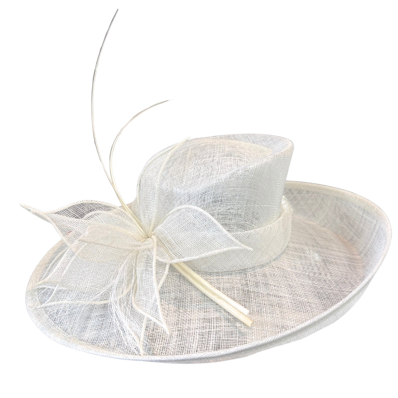 Wide White Millinery Hat w Flower Shop Online at Hatworx NZ