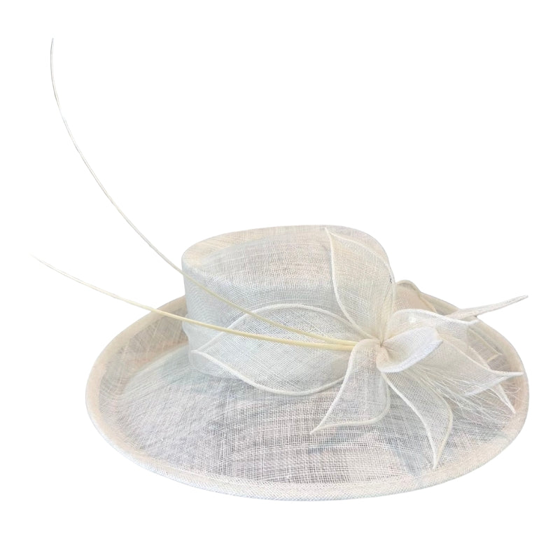 Wide White Millinery Hat w Flower Shop Online at Hatworx NZ