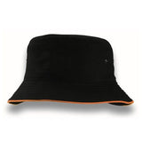 Hatworx Brushed Cotton Bucket Hat NZ black orange