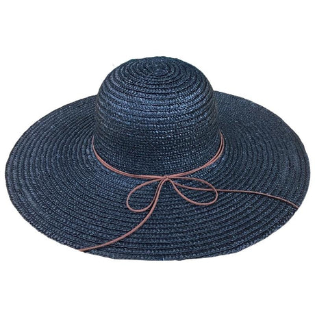 Hatworx Ladies Straw Wide Brim - Black NZ