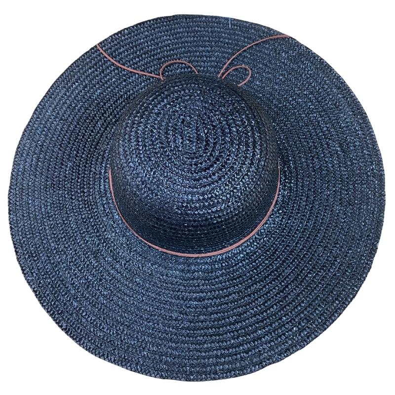 Hatworx Ladies Straw Wide Brim - Black NZ