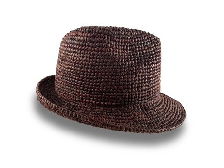 Crocheted Raffia Trilby - Brown Hatworx NZ