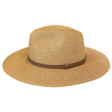 Ladies Straw Fedora with Brown Band