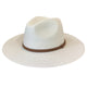 Ladies Straw Fedora with Brown Band White