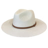 Ladies Straw Fedora with Brown Band White