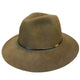 Ladies Wool Fedora - Thin Black Leather Band Hatworx NZ khaki