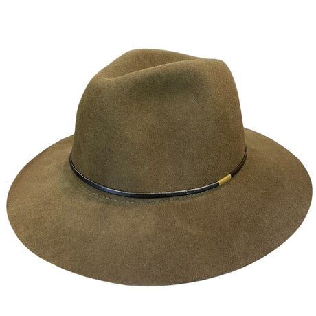 Ladies Wool Fedora - Thin Black Leather Band Hatworx NZ khaki