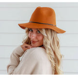 Ladies Wool Fedora - Thin Black Leather Band Hatworx NZ rust