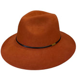 Ladies Wool Fedora - Thin Black Leather Band Hatworx NZ rust