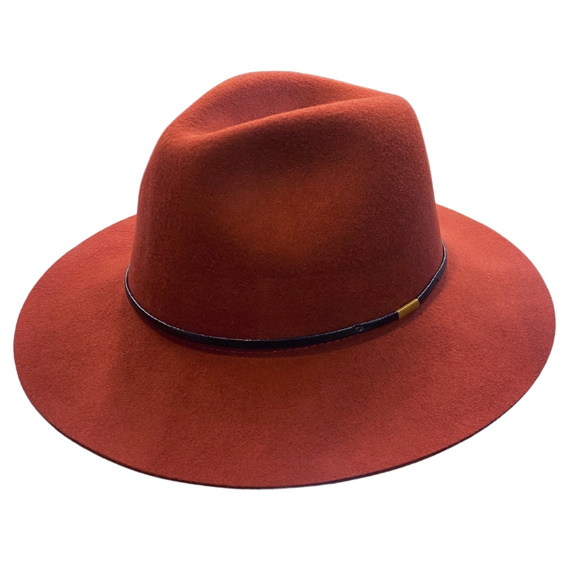 Ladies Wool Fedora - Thin Black Leather Band Hatworx NZ terracotta