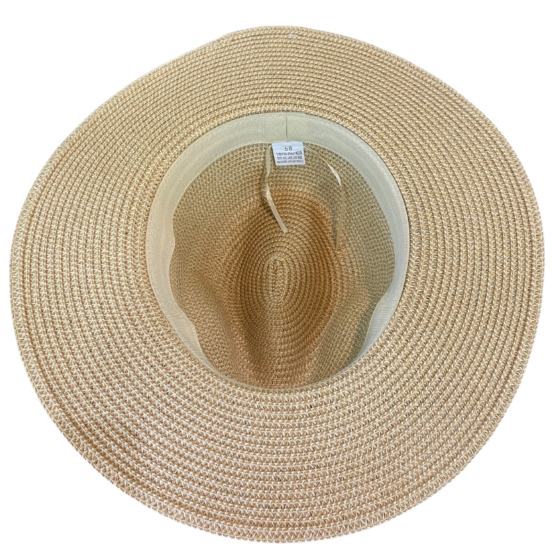 Ladies Criss Cross Straw Brim Hat