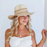 Ladies Two Tone Patterned Brim Hat