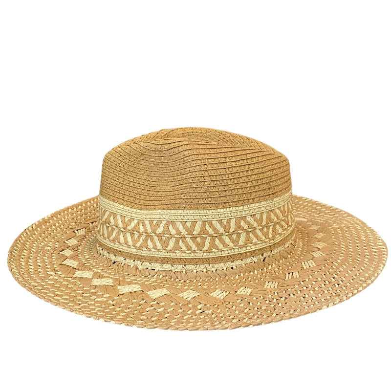 Ladies Two Tone Patterned Brim Hat