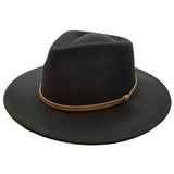 Ladies' Wool Fedora Hat - Wide Brim, Brown Band Hatworx NZ Black