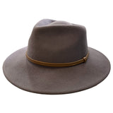 Ladies' Wool Fedora Hat - Wide Brim, Brown Band Hatworx NZ Dark Grey