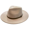 Ladies' Wool Fedora Hat - Wide Brim, Brown Band Hatworx NZ Stone