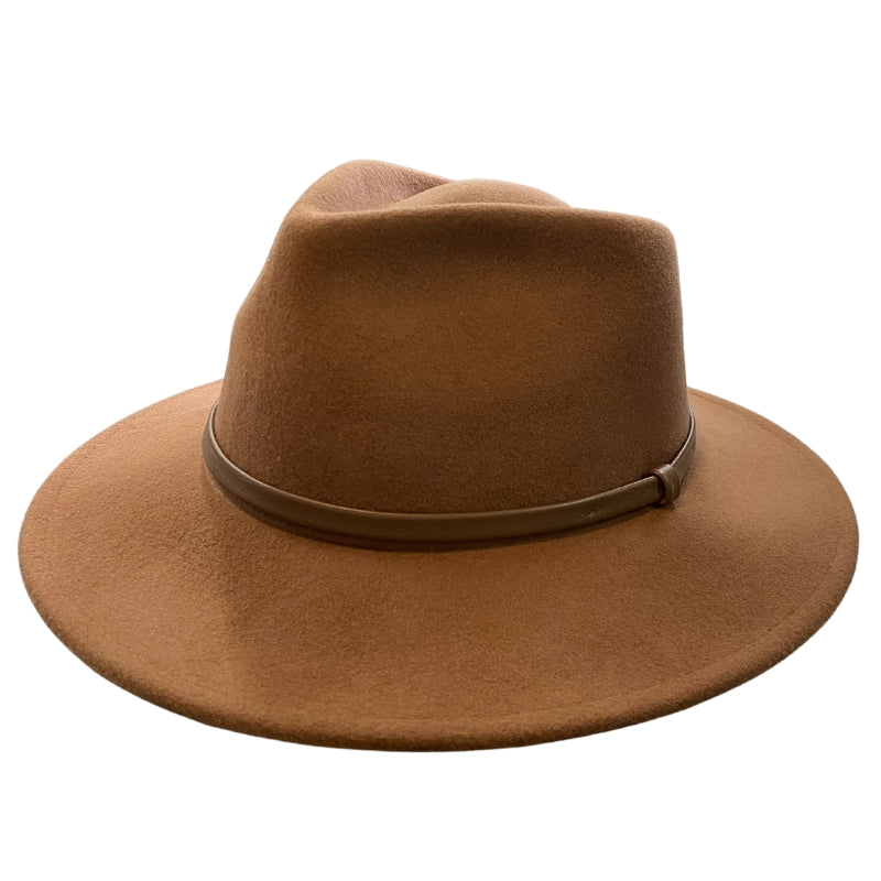 Ladies' Wool Fedora Hat - Wide Brim, Brown Band Hatworx NZ Tan