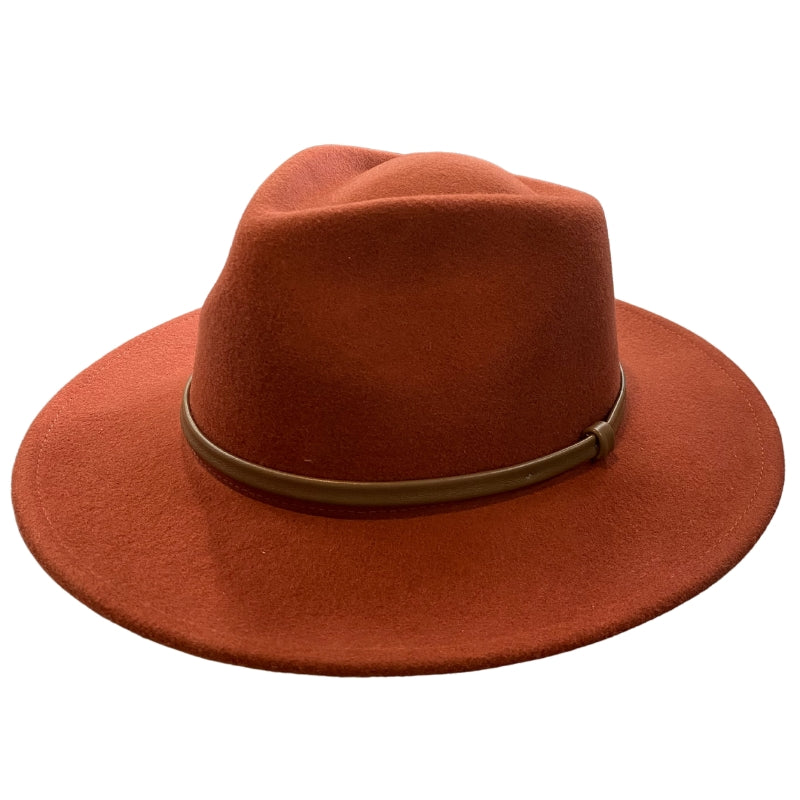 Ladies' Wool Fedora Hat - Wide Brim, Brown Band Hatworx NZ Terracotta