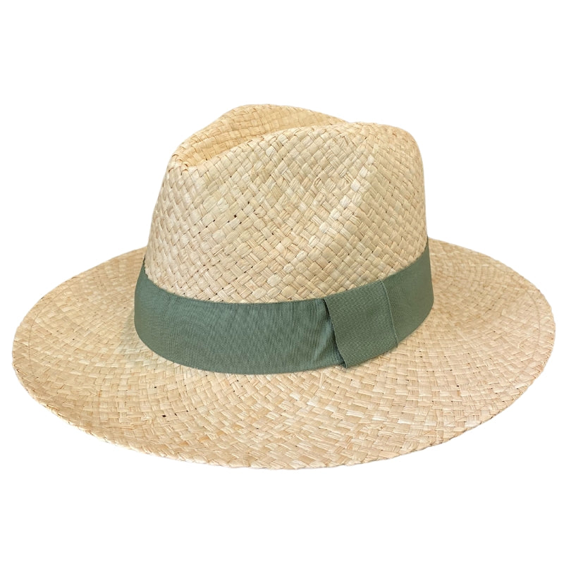 Ladies Classic Straw Fedora Khaki