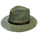 Straw Hat with Leather Band Hatworx NZ Khaki