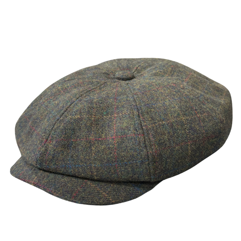 Harris Tweed Newsboy - Green Herringbone Shop Online Hatworx NZ