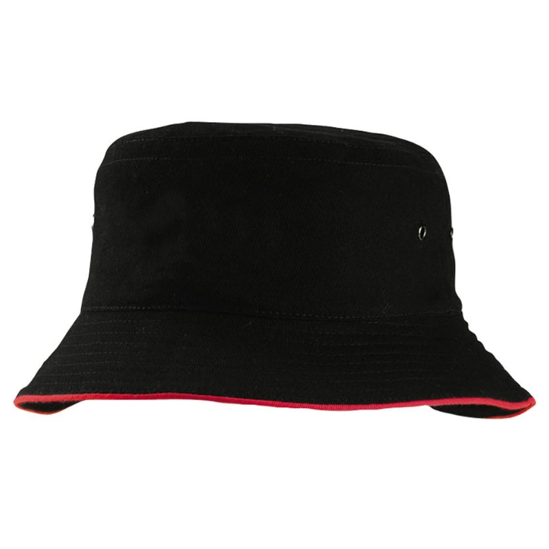 Hatworx Brushed Cotton Bucket Hat NZ black-red