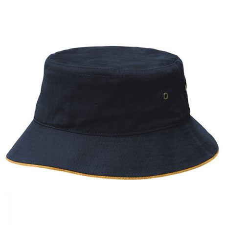 Hatworx Brushed Cotton Bucket Hat NZ navy-gold