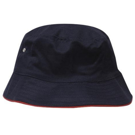 Hatworx Brushed Cotton Bucket Hat NZ navy-red