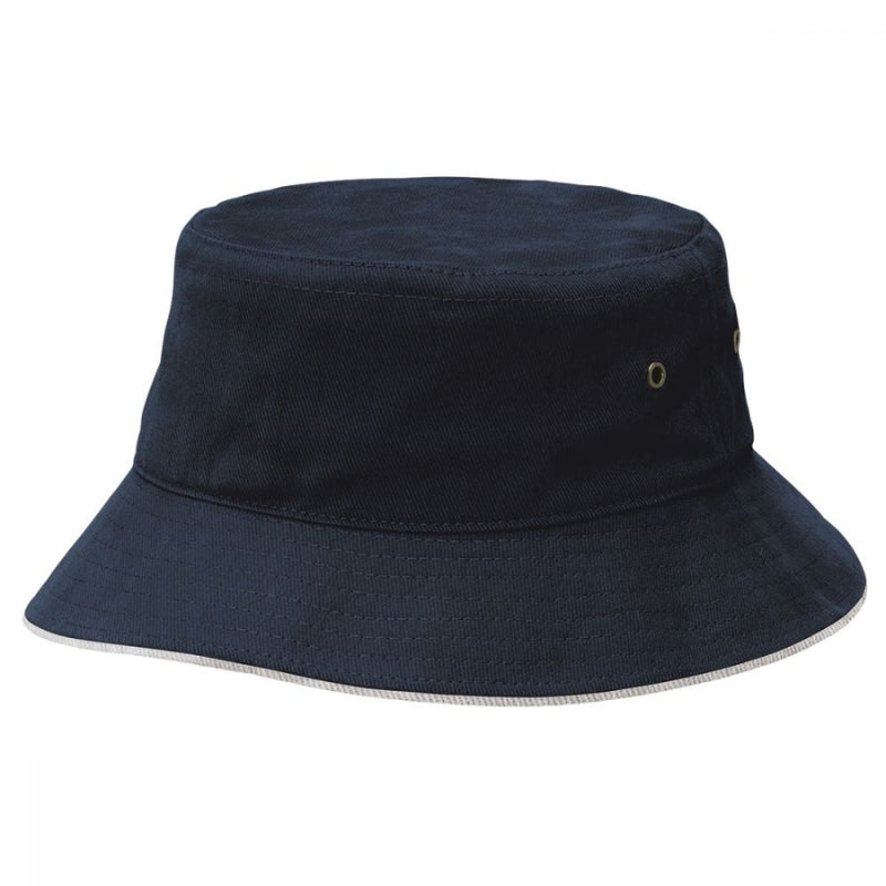 Hatworx Brushed Cotton Bucket Hat NZ navy-white