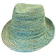 Crocheted Raffia Trilby - Ocean Green Hatworx NZ