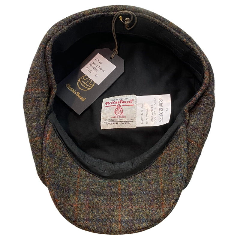 Harris Tweed Newsboy - Dark Olive Herringbone Hatworx NZ