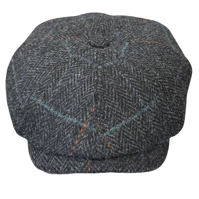 Harris Tweed Newsboy - Black Check Shop Online Hatworx NZ