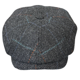Harris Tweed Newsboy - Black Check Shop Online Hatworx NZ