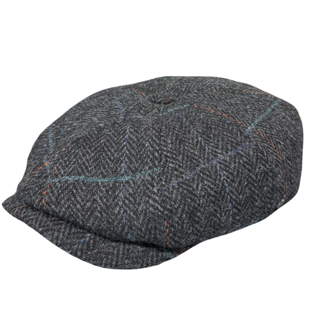 Harris Tweed Newsboy - Black Check Shop Online Hatworx NZ