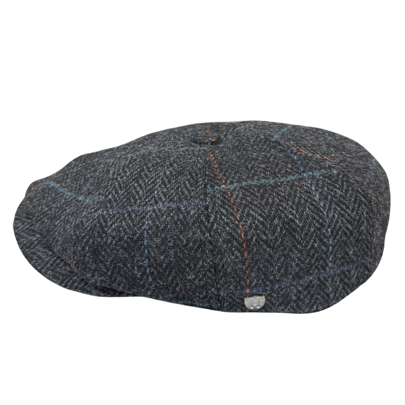 Harris Tweed Newsboy - Black Check Shop Online Hatworx NZ