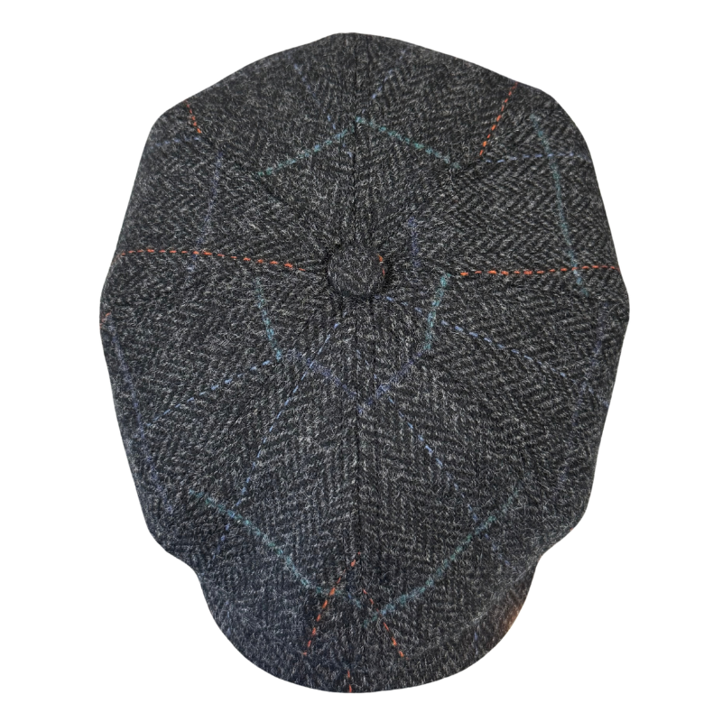 Harris Tweed Newsboy - Black Check Shop Online Hatworx NZ