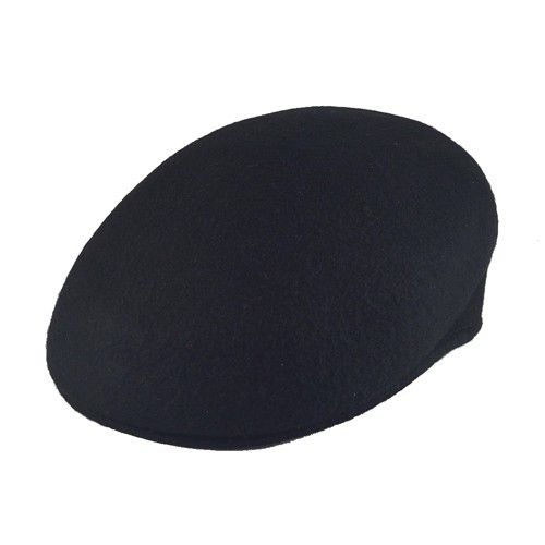 Wool Ascot Moulded Ivy Flatcap Black