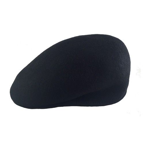 Wool Ascot Moulded Ivy Flatcap Black