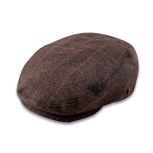 Harris Tweed Cheesecutter - Maroon/Brown Stripe Hatworx NZ