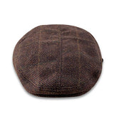 Harris Tweed Cheesecutter - Maroon/Brown Stripe Hatworx NZ