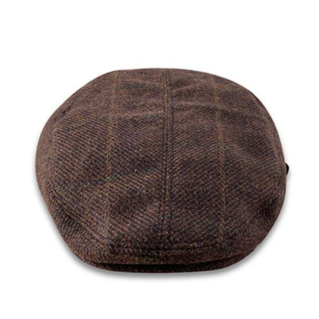 Harris Tweed Cheesecutter - Maroon/Brown Stripe Hatworx NZ