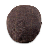 Harris Tweed Cheesecutter - Maroon/Brown Stripe Hatworx NZ