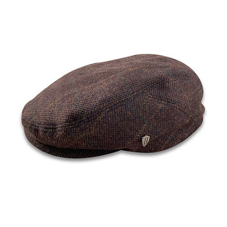 Harris Tweed Cheesecutter - Maroon/Brown Stripe Hatworx NZ