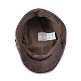 Harris Tweed Cheesecutter - Maroon/Brown Stripe Hatworx NZ