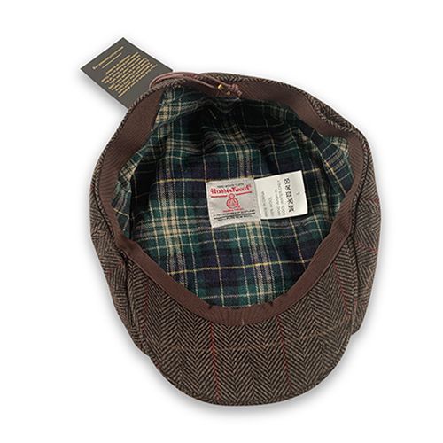 Harris Tweed Newsboy - Brown-Red Stripe Herringbone Hatworx NZ