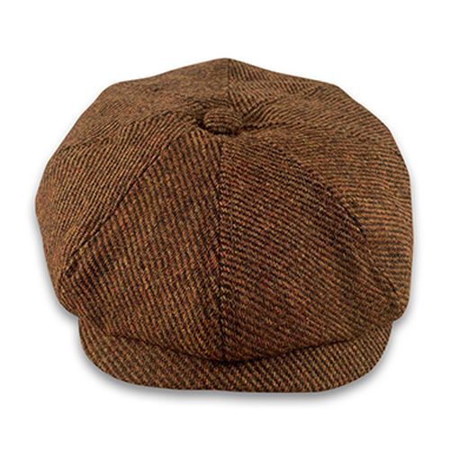 Harris Tweed Newsboy - Mocha Brown Herringbone Hatworx NZ