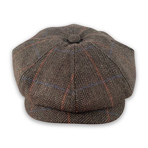 Harris Tweed Newsboy - Taupe Overcheck Herringbone Hatworx NZ